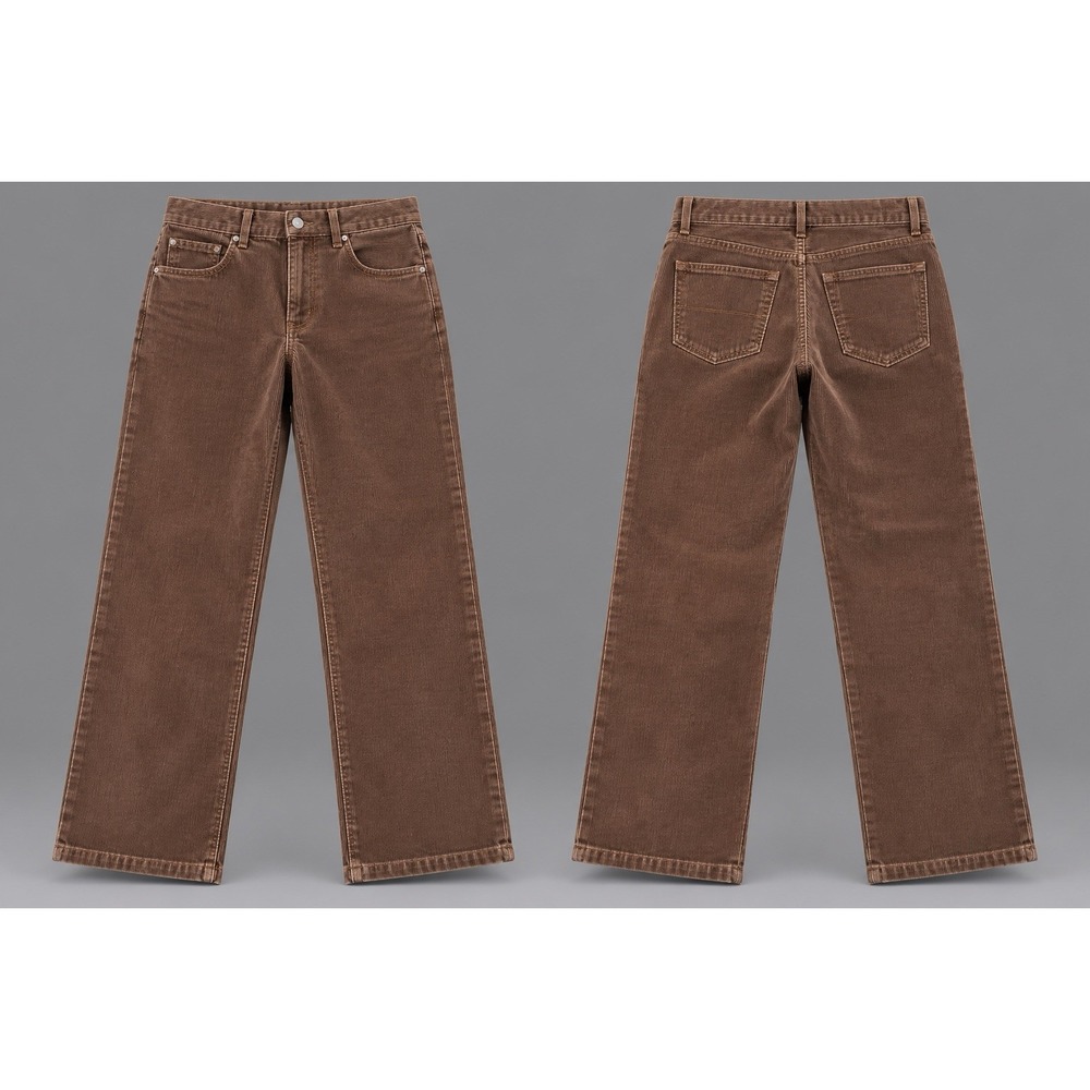 L.L.Bean Corduroy Pants womens 12Rx29 BROWN WIDE LEG FAVORITE FIT CURVY